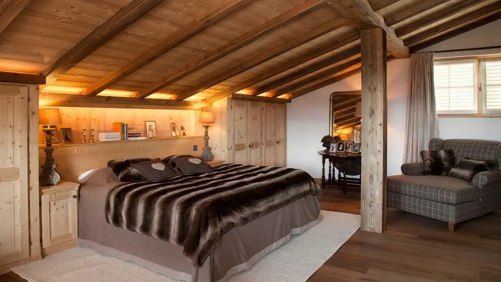 Master suite framing the alpine panorama