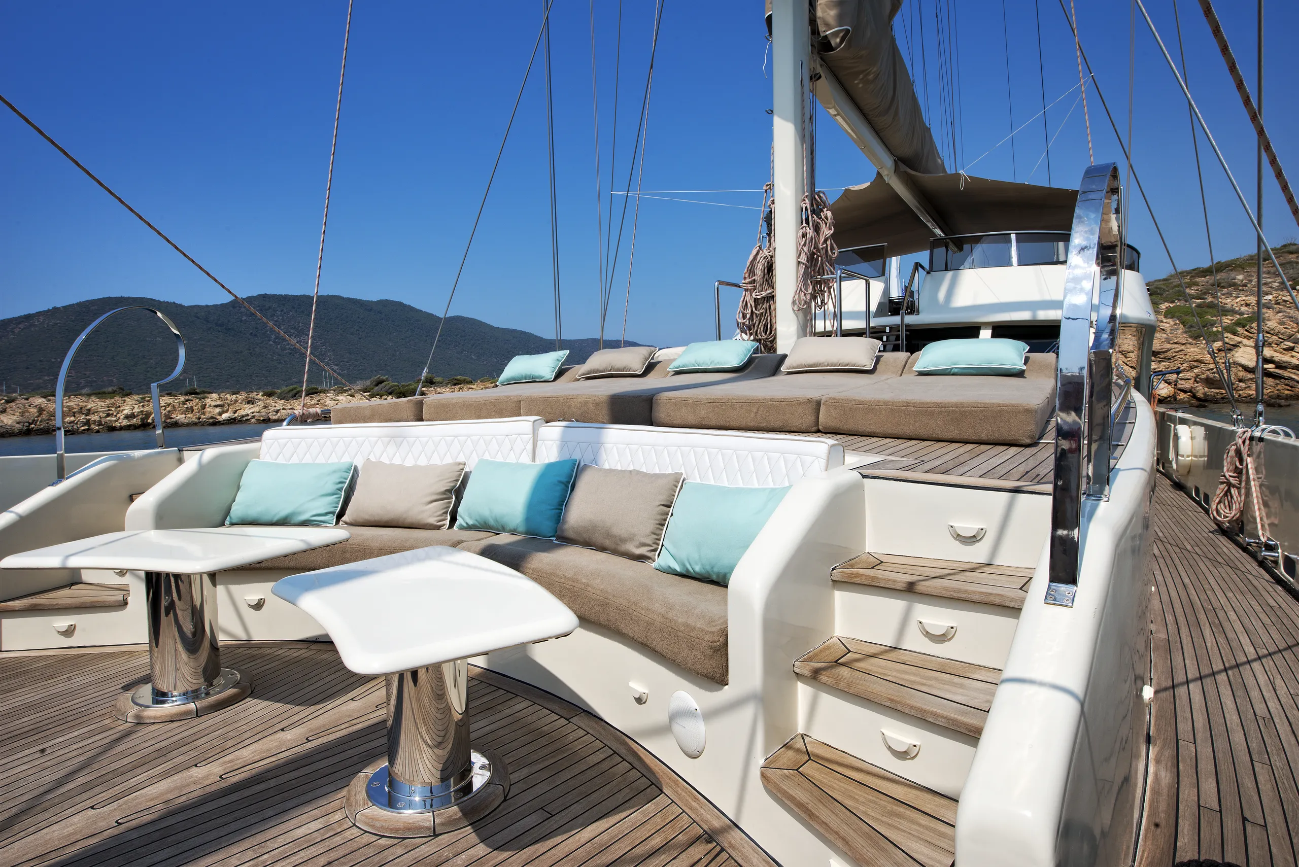 Lounge seating aboard M/Y Mermaid